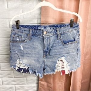 Mossimo American Flag High Rise Distressed Shorts